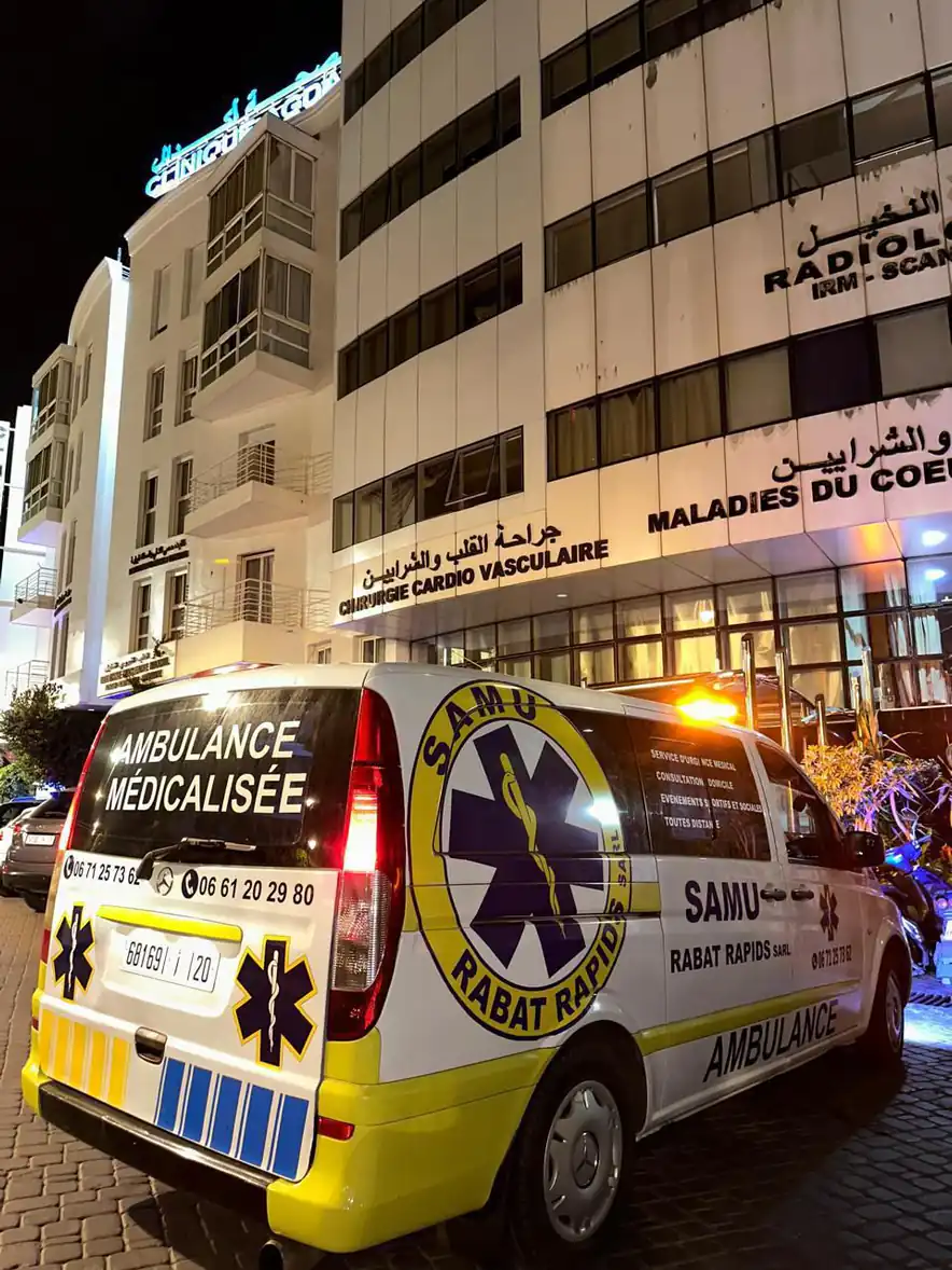 Flotte d’ambulances SAMU Rabat Rapids équipée pour transport sanitaire